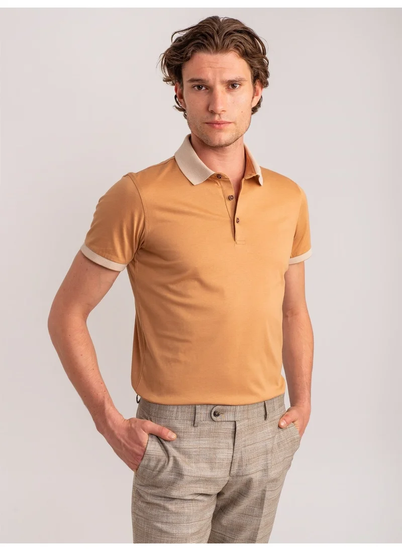 Dufy Camel Men's Slim Fit Polo Neck Tshirt