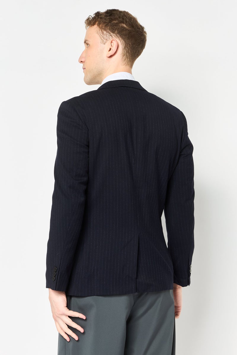 Selected Homme Men Regular Fit Stripe Casual Blazer, Dark Navy Blue - Image 4