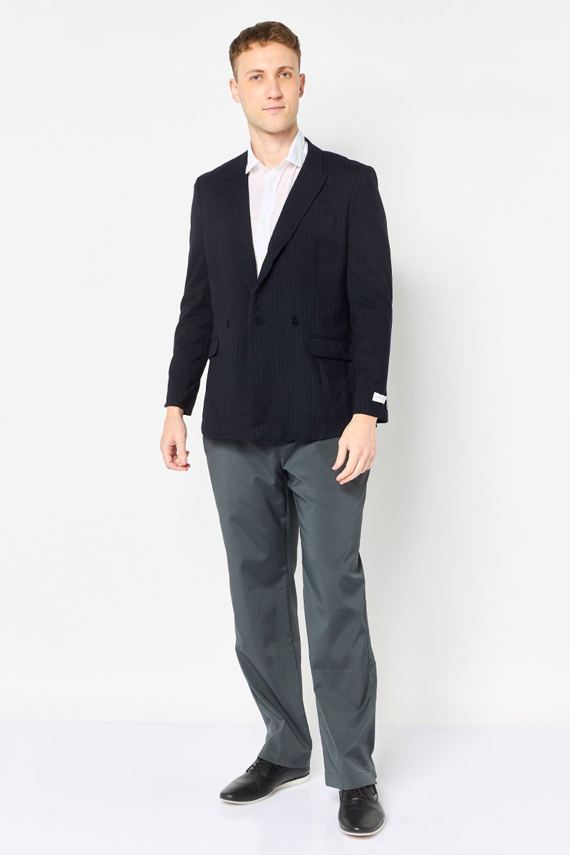 Selected Homme Men Regular Fit Stripe Casual Blazer, Dark Navy Blue - Image 3