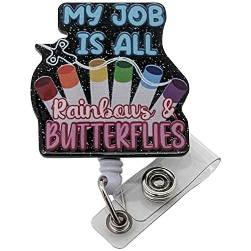 MightyPhine Rainbow Phlebotomy Badge Reel - Cute Nurse Lab Card Holder - Blood Name Badge Clips - Image 1