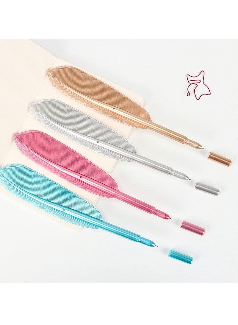 SOLARAE 4Pcs Retro Style Quill Pens, Gel Ink Rollerball Pens 0.5mm Black Gel Pens Ballpoint Pens for School Office Stationery - Image 5