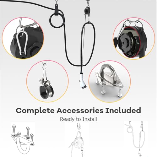 FETUSI Flexible charging Universal EV Overhead Retractable Cable Management System for Tesla & Other Electric Vehicles,Garage Charging Cable Organizer for All Level 2 Chargers-Mounts to Ceiling and Wall - Image 5