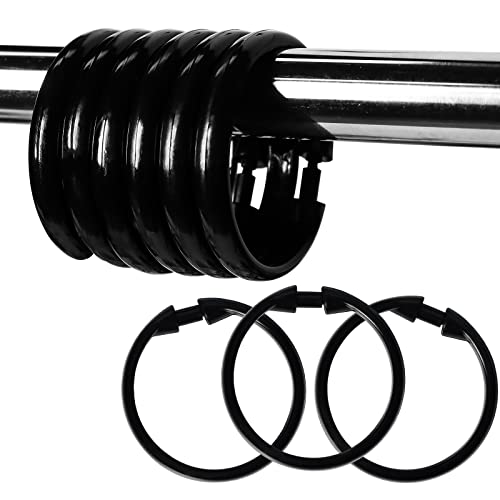 Premium Plastic Shower Curtain Rings Shower Curtain Hooks Gliding on Standard Shower Rods Easy Snap Closure O ShapeBlack12Pcs
