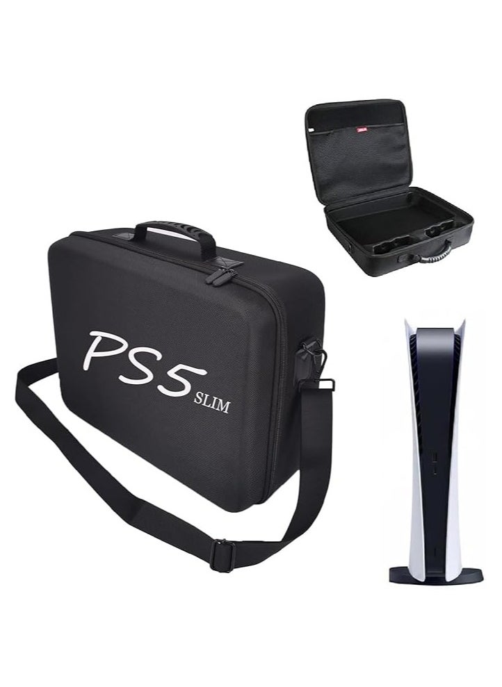 TYCOM PS5 SLIM Travel Storage Bag for Ps5 Slim Shockproof Hard Shell Bag Luxury Waterproof Shoulder Bag for Playstation 5 Slim Console & Accessories Storage Organizer Single Black  - Image 1