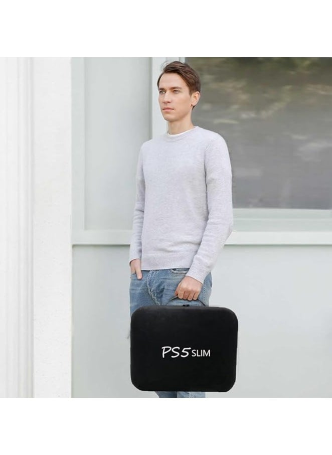 TYCOM PS5 SLIM Travel Storage Bag for Ps5 Slim Shockproof Hard Shell Bag Luxury Waterproof Shoulder Bag for Playstation 5 Slim Console & Accessories Storage Organizer Single Black  - Image 4