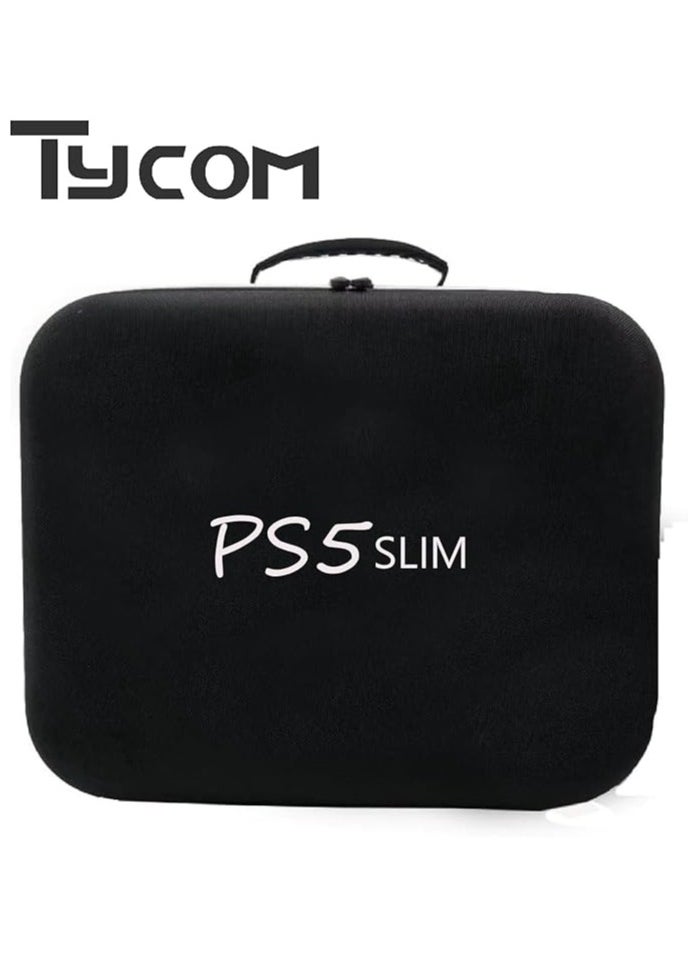 TYCOM PS5 SLIM Travel Storage Bag for Ps5 Slim Shockproof Hard Shell Bag Luxury Waterproof Shoulder Bag for Playstation 5 Slim Console & Accessories Storage Organizer Single Black  - Image 2