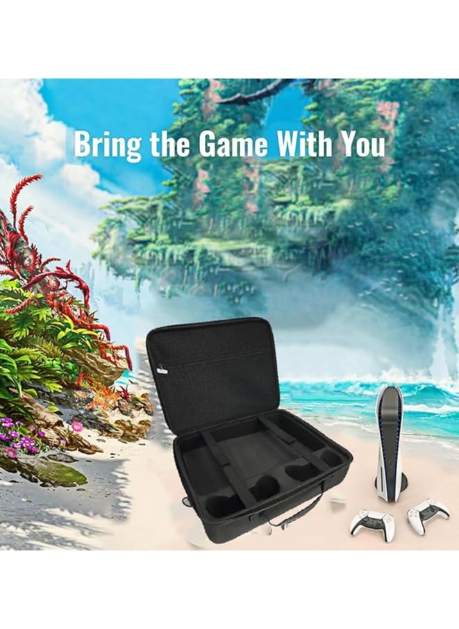 TYCOM PS5 SLIM Travel Storage Bag for Ps5 Slim Shockproof Hard Shell Bag Luxury Waterproof Shoulder Bag for Playstation 5 Slim Console & Accessories Storage Organizer Single Black  - Image 5