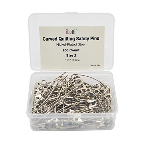 ibotti Curved Safety Pins for Quilting, Basting Pins, Size 2, 100-count - Image 1