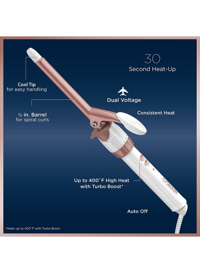 CONAIR مكواة تجعيد الشعر المزدوجة المصنوعة من السيراميك مقاس 1/2 بوصة، أسطوانة مقاس 1/2 بوصة تنتج تجعيدات حلزونية - للاستخدام على الشعر القصير إلى المتوسط - Image 4