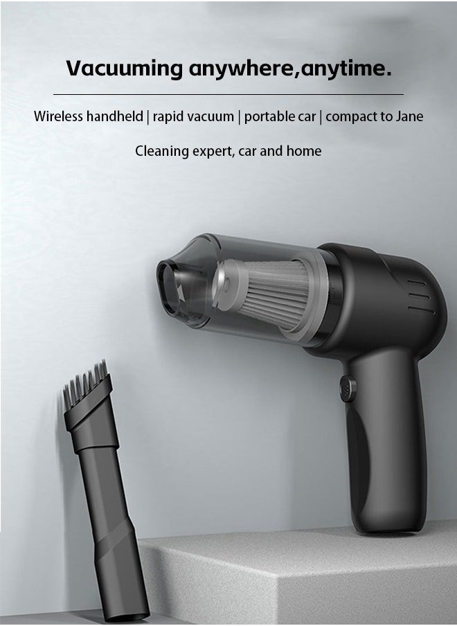 Fazza Cordless Portable Handheld Car Vacuum Cleaner, Negative Pressure 9000Pa, Type-C Charging, Multi-Function Air Duster with 2 Connectors for Car, Home, Office, Pet Hair Cleaning (Black)  - Image 2