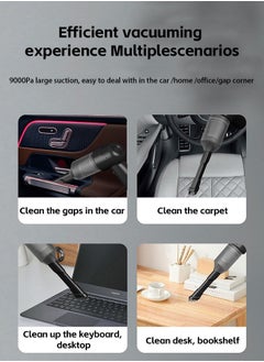 Fazza Cordless Portable Handheld Car Vacuum Cleaner, Negative Pressure 9000Pa, Type-C Charging, Multi-Function Air Duster with 2 Connectors for Car, Home, Office, Pet Hair Cleaning (Black)  - Image 3