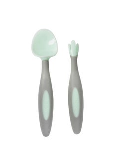 b.box Toddler Cutlery Set: Occupational Therapist Designed With Easy Grip Handles, Patented Flork™ (Flower Fork) Utensil, Spoon & Travel Case. Dishwasher Safe, Bpa Free. Ages 9 Mo+ (Pistachio)  - Image 1