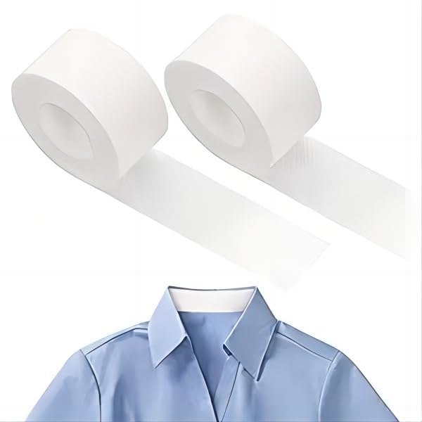 POPLEY 2 Rolls Sweat Pads Collar Protectors For Mens Shirts Hat Sweat Protector Sweat Pads Hat Cleaner White Shirt Neck Collar Protector Tape - Image 2