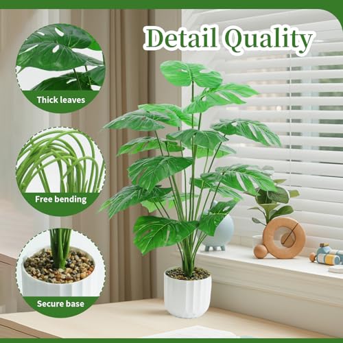 Freyalife 28“ Fake Plant Artificial Monstera for Room Decor, Faux Potted Plants Indoor for Home Living Bedroom Aesthetic Farmhouse Dorm Office Classroom and Outdoor Garden Porch Balcony Decor - Image 2