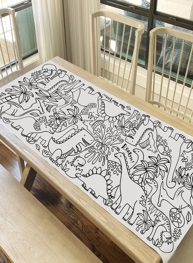 Tiny Expressions Dinosaur Birthday Coloring Poster - Rolled, No Creases 30" x 72" Large Coloring Tablecloth for Dinosaur-Themed Birthday Parties - Dino Party Decorations - Image 2