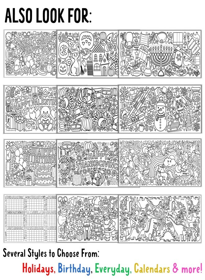 Tiny Expressions Dinosaur Birthday Coloring Poster - Rolled, No Creases 30" x 72" Large Coloring Tablecloth for Dinosaur-Themed Birthday Parties - Dino Party Decorations - Image 5