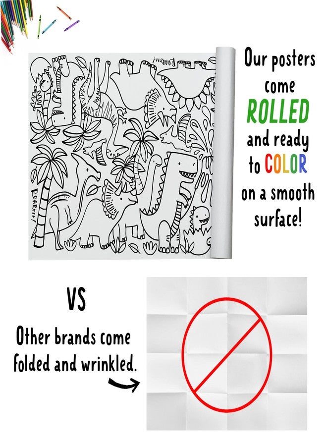 Tiny Expressions Dinosaur Birthday Coloring Poster - Rolled, No Creases 30" x 72" Large Coloring Tablecloth for Dinosaur-Themed Birthday Parties - Dino Party Decorations - Image 4