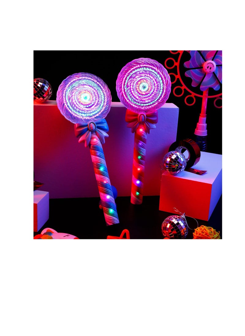 SYOSI 2 PCS Light Up Spinning Lollipop Wand, 12 Inch LED Princess Wand, Princess Glitter Light up Wand, Suitable for Pretend Play Prop, Carnival Prize (Pink, Blue）  - Image 5