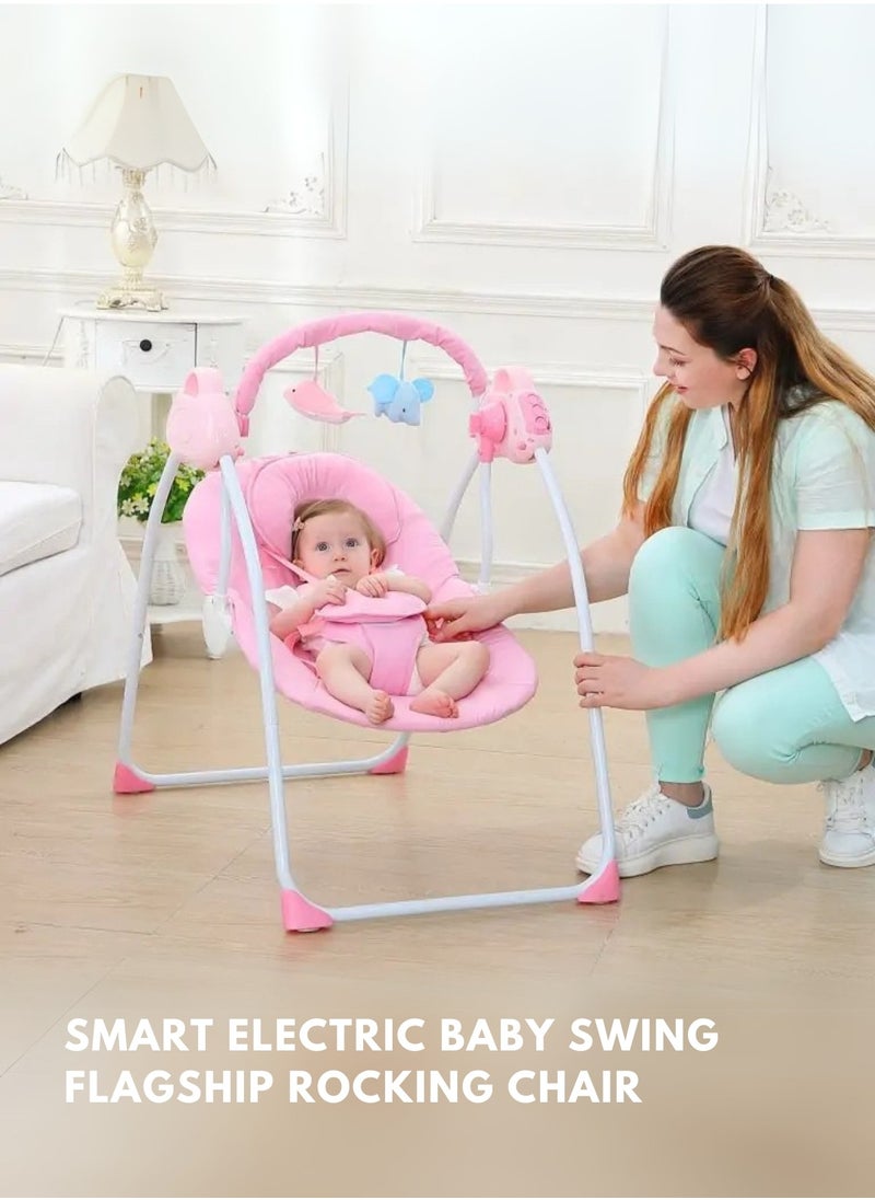 Moms Magic Baby Rocking Chair – Electric Rocking, Remote Control, 5-Point Safety Belt, MP3 & Bluetooth | Soft Headrest, Mosquito Net, Washable & Foldable | 0-12 Months  - Image 3