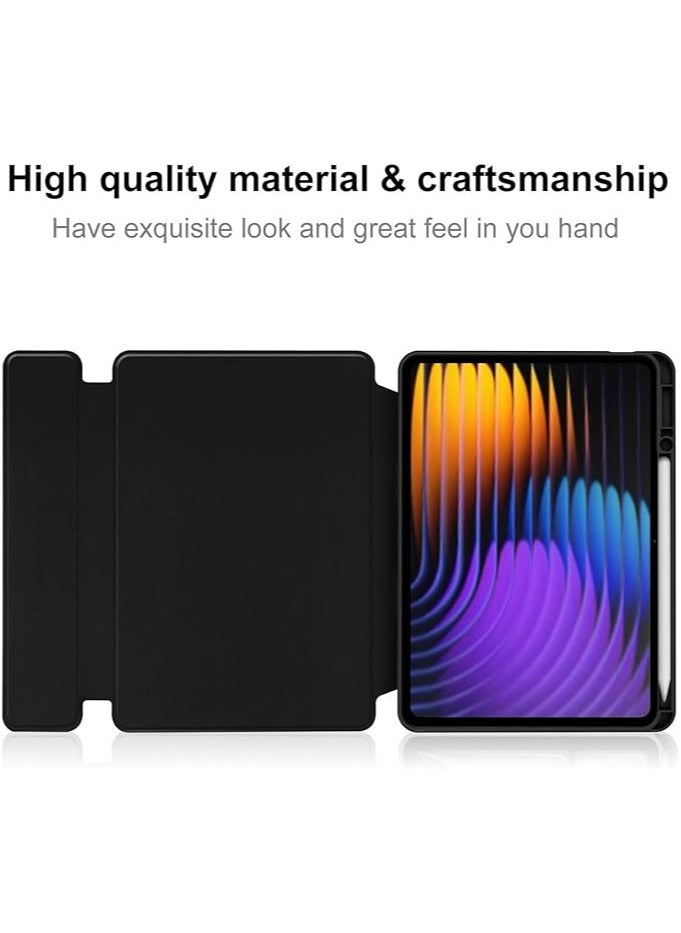 Keyboard Case Compatible with Xiaomi Pad 7 / Pad 7 Pro 11.2 Inch 2024, 360° Rotating Kickstand Shockproof Smart Tablet Cover with Pen Slot u0026 Detachable Wireless Keyboard