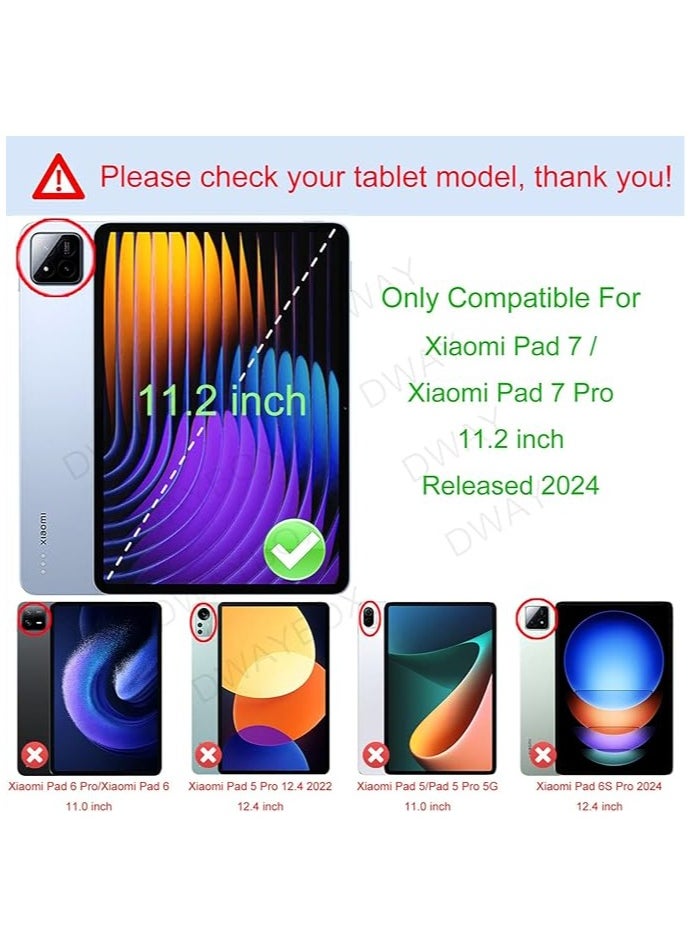 Keyboard Case Compatible with Xiaomi Pad 7 / Pad 7 Pro 11.2 Inch 2024, 360° Rotating Kickstand Shockproof Smart Tablet Cover with Pen Slot u0026 Detachable Wireless Keyboard