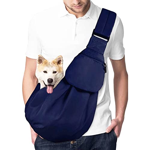 Lukovee Pet Sling Hand Free Dog Sling Carrier Adjustable Padded Strap Tote Bag Shoulder Bag with Safety Belt Front Pocket for Small Dog Cat Puppy DBLL - Image 1