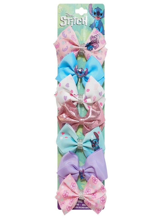 Luv Her أقواس شعر لوف هير ليلو وستيتش المرخصة للفتيات - مجموعة هدايا ملحقات الشعر ذات الطابع، 7 قطع، حزمة 4 إنش، مشابك تمساح، للأعمار 3 سنوات فما فوق - Image 1