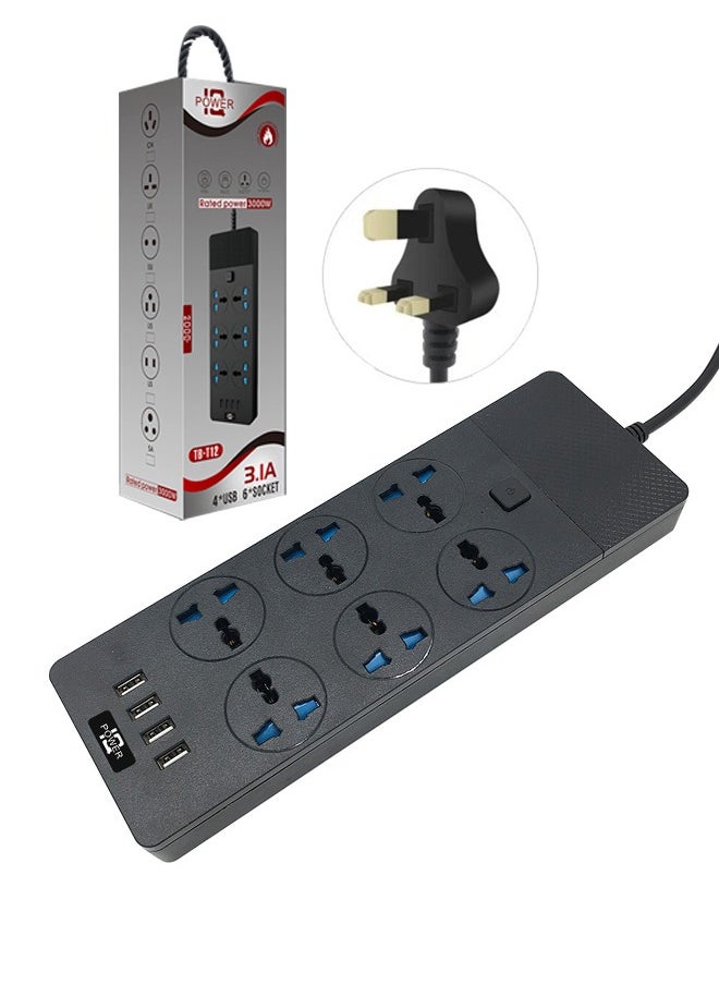 3000W 6 Power Socket Anti-static Power Socket with 5 USB Ports Universal Charging Socket with 2M Bold Extension Cord - pzsku/Z80E90ACBB999573E6ABAZ/45/1741591037/07f09a81-f622-4731-bb1d-fc4d5fe15c8d