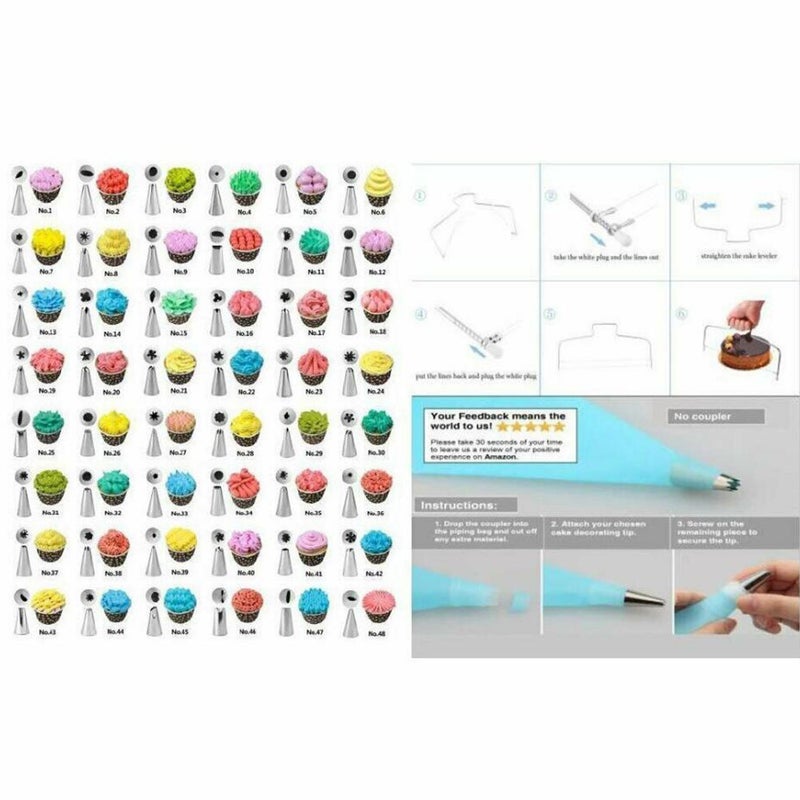73Pcs Cake Decorating Tool Kit Baking Fondant Supplies Turntable Piping Bag Tip Spatula DIY Cake Cupcake Decorating Icing Tool Set - Image 3