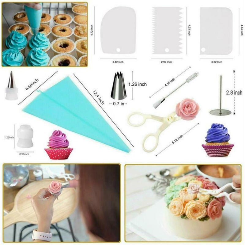 73Pcs Cake Decorating Tool Kit Baking Fondant Supplies Turntable Piping Bag Tip Spatula DIY Cake Cupcake Decorating Icing Tool Set - Image 5
