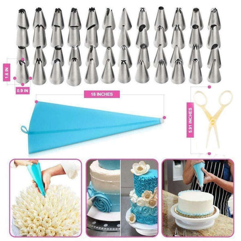 73Pcs Cake Decorating Tool Kit Baking Fondant Supplies Turntable Piping Bag Tip Spatula DIY Cake Cupcake Decorating Icing Tool Set - Image 2