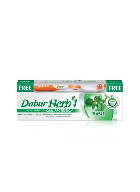 Herbal Natural Toothpaste For Oral Protection 140 gm + Free Toothbrush (Multicolor)
