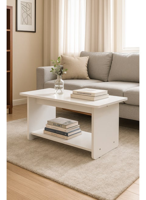 Versatile Coffee Tables / Center table for Sofas: Stylish Storage Solutions for a Clutter-Free Living Room. Ideal for serving snacks, displaying decor, or as a footrest. (White) Arfan