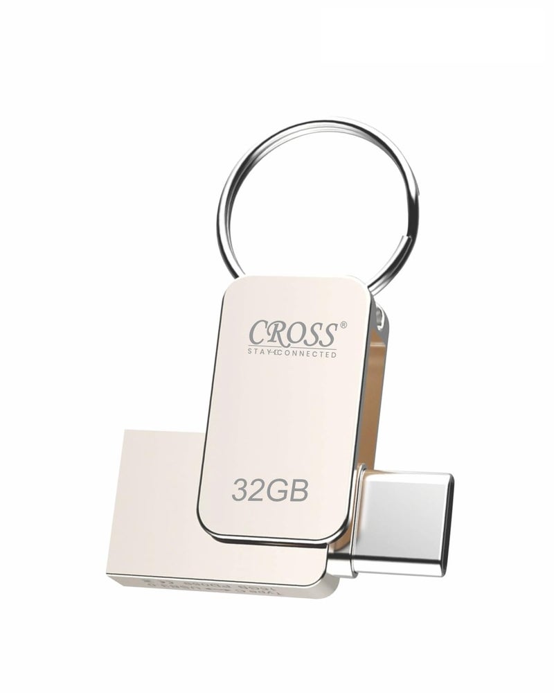 CROSS Pendrive 2 in 1 Flash Drive with, USB A, Type-C Interface Mini Hangable PenDrive for Android Compatible with Phone, Pad, Android, PC and More Devices (32 GB, CROSS 2 in 1 USB - Type-C PENDRIVE) - Image 1