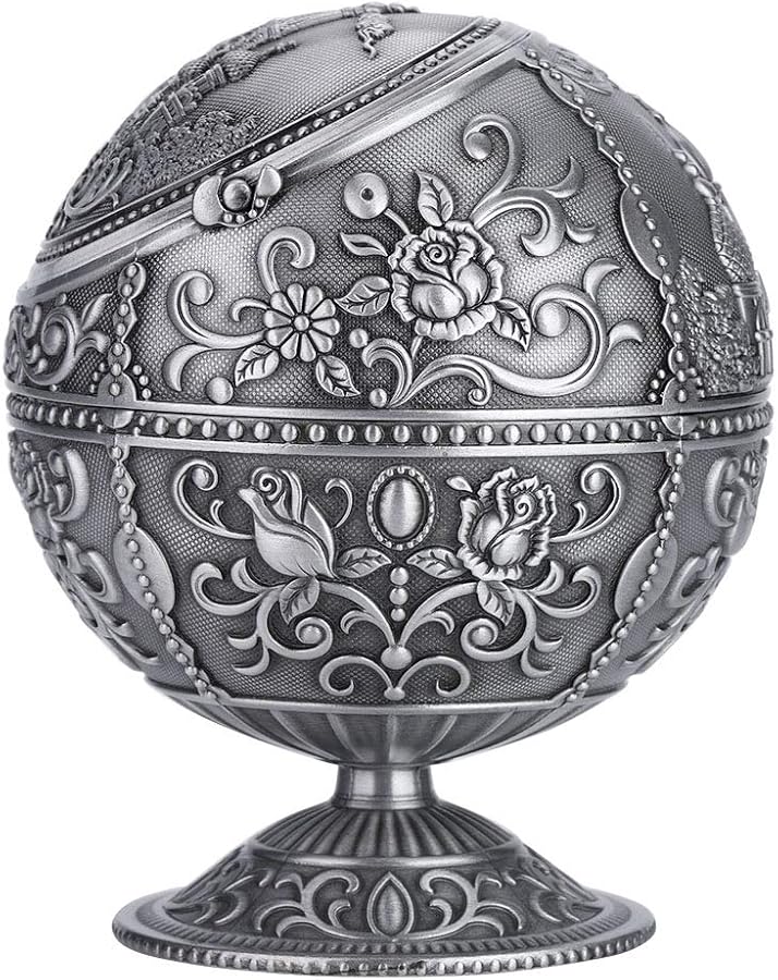 قصر القصدير العتيق منفضة سجائر معدنية مستديرة كروية بنمط مختوم تشطيب بالكهرباء هدية للمنزل والفندق - Image 3