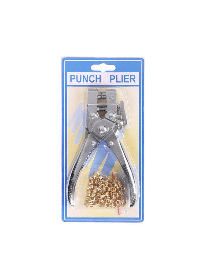 Generic - Eyelet Hole Punch Pliers Multi-function Hole Puncher with 100pcs Metal Eyelets Manual Puncher Press Tool Grommets Machine Grommet Eyelet Hole Opening Tool for Leather Clothes Belt - Image 1