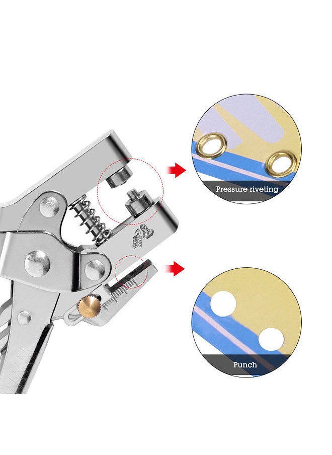 Generic - Eyelet Hole Punch Pliers Multi-function Hole Puncher with 100pcs Metal Eyelets Manual Puncher Press Tool Grommets Machine Grommet Eyelet Hole Opening Tool for Leather Clothes Belt - Image 1