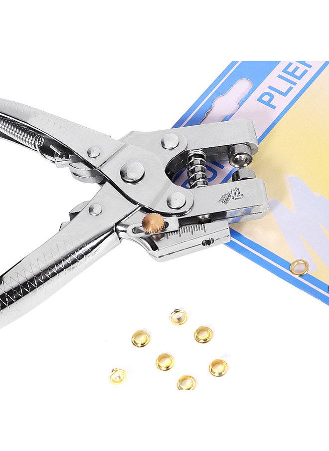 Generic - Eyelet Hole Punch Pliers Multi-function Hole Puncher with 100pcs Metal Eyelets Manual Puncher Press Tool Grommets Machine Grommet Eyelet Hole Opening Tool for Leather Clothes Belt - Image 1