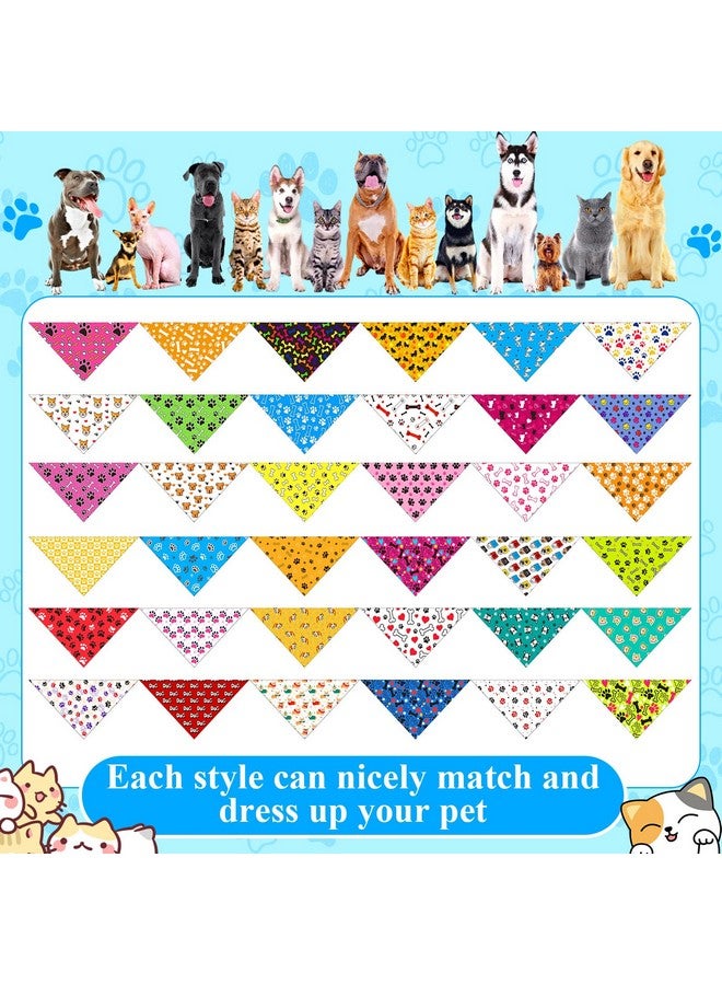 Sanwuta 72 Pcs Dog Bandana Bulk Washable Puppy Triangle Scarfs Cat Bandanas Adjustable Soft Cute Pet Triangle Bibs Accessories for Small Medium Dogs Cats Pets Costume(PET Pattern) - Image 3