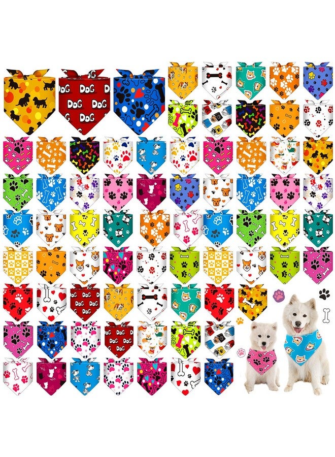 Sanwuta 72 Pcs Dog Bandana Bulk Washable Puppy Triangle Scarfs Cat Bandanas Adjustable Soft Cute Pet Triangle Bibs Accessories for Small Medium Dogs Cats Pets Costume(PET Pattern) - Image 1