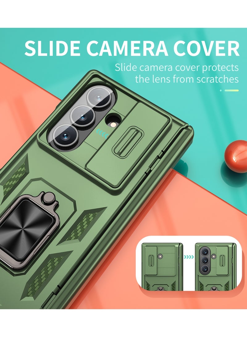 عام غطاء سامسونج جالكسي Z فولد 7 مع حماية المفصلة، غطاء متين مضاد للصدمات مع حامل حلقي قائم - تصميم قوي وواقي. - Image 3