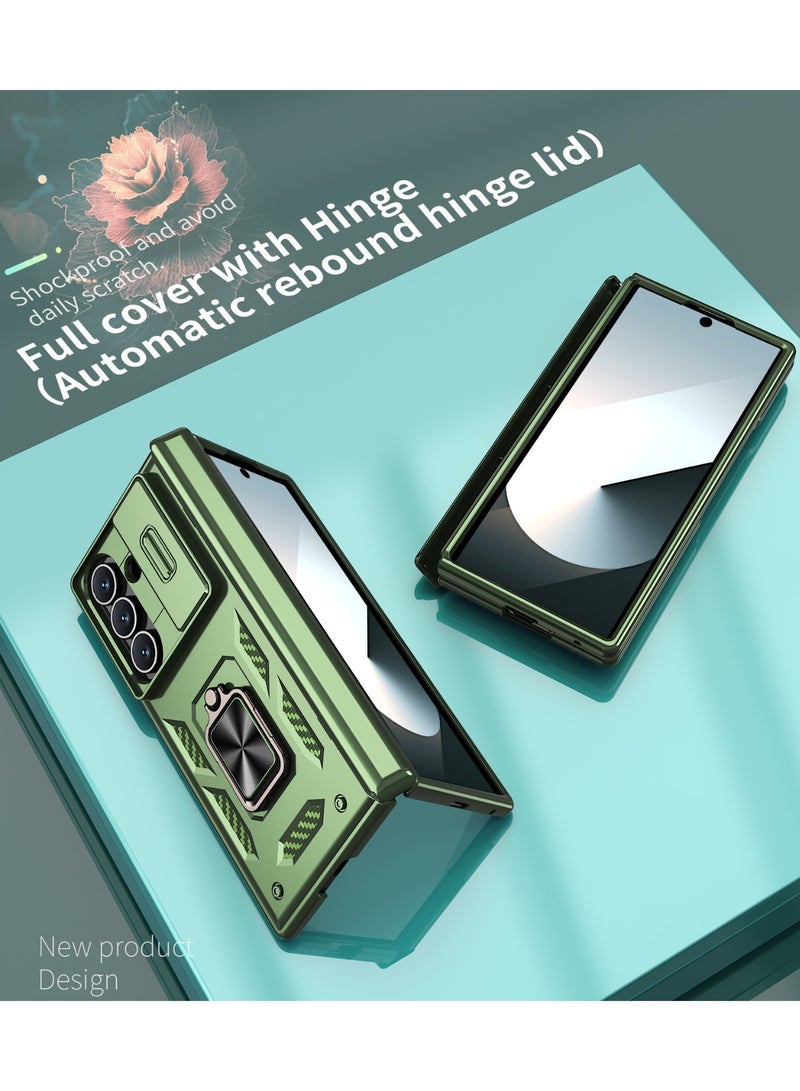 عام غطاء سامسونج جالكسي Z فولد 7 مع حماية المفصلة، غطاء متين مضاد للصدمات مع حامل حلقي قائم - تصميم قوي وواقي. - Image 4