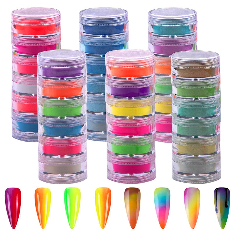 Duufin 36 Colors Pigment Nail Powder Colorful Luminous Pigment Powder Iridescent Pearlescent for Nail Art, Body and Crafts - Image 1
