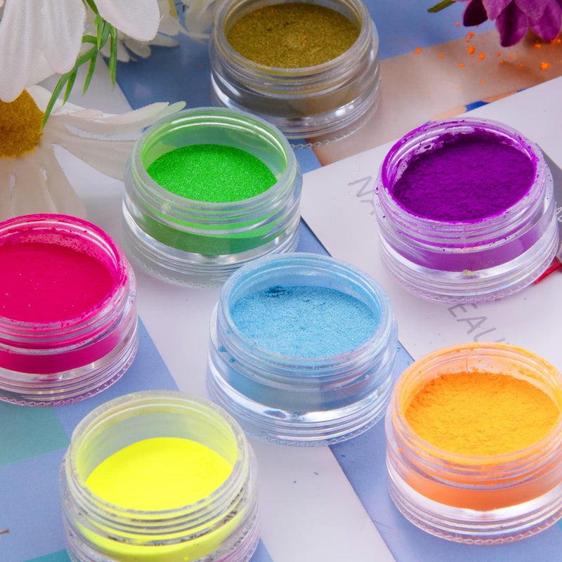 Duufin 36 Colors Pigment Nail Powder Colorful Luminous Pigment Powder Iridescent Pearlescent for Nail Art, Body and Crafts - Image 5