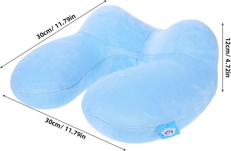 Operitacx Inflatable U-Shaped Neck Pillow with PVC Bladder Sky-Blue Travel Neck Pillow for Airplane Car Office Support - Image 2
