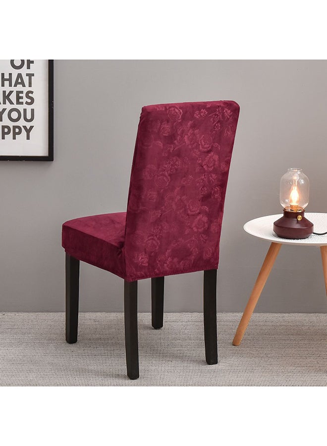 6-Piece Embossed Stretch Chair Cover Red 38x38x45cm - Image 2