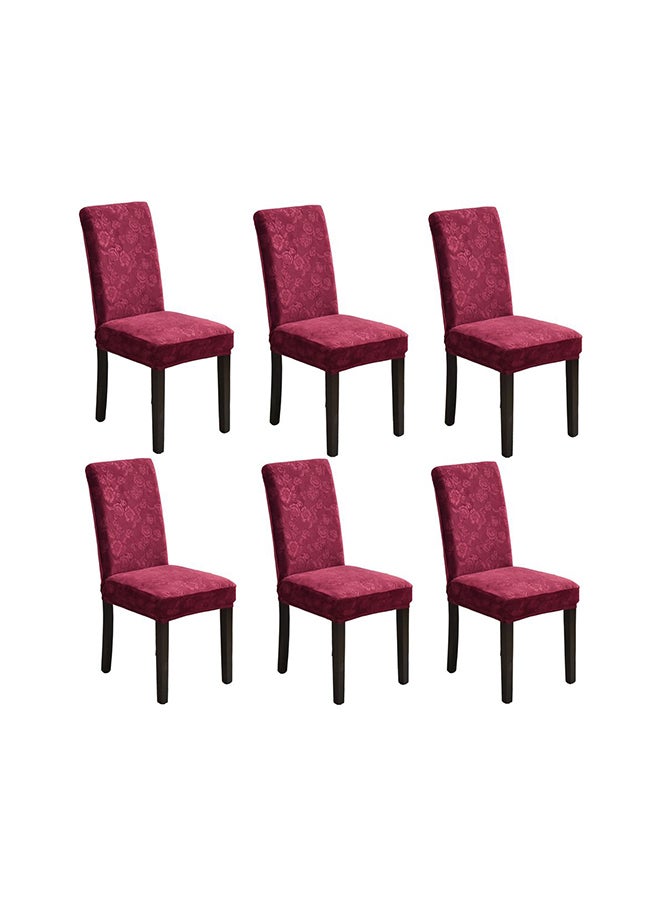 6-Piece Embossed Stretch Chair Cover Red 38x38x45cm - Image 1