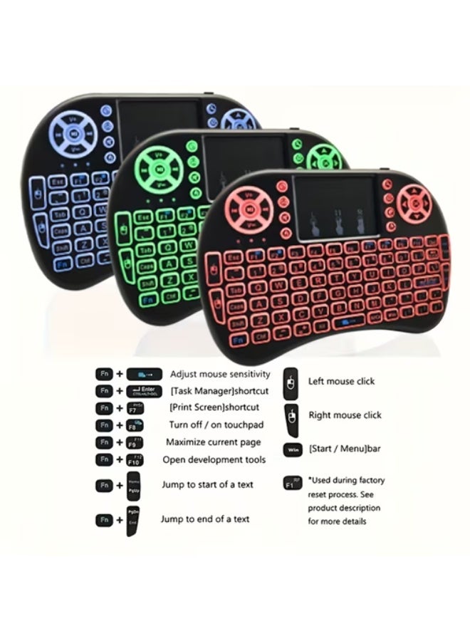 WUDUNG I8 Mini Wireless Keyboard with Air Mouse & Touchpad - 2.4G Ergonomic Handheld Remote, QWERTY English Layout, 7-Color Backlit, Compact Design for Android TV Box & PC, Multifunctional Controller | Modern Gadget | Durable Construction, Keyboard And Mouse Wireless - Image 2