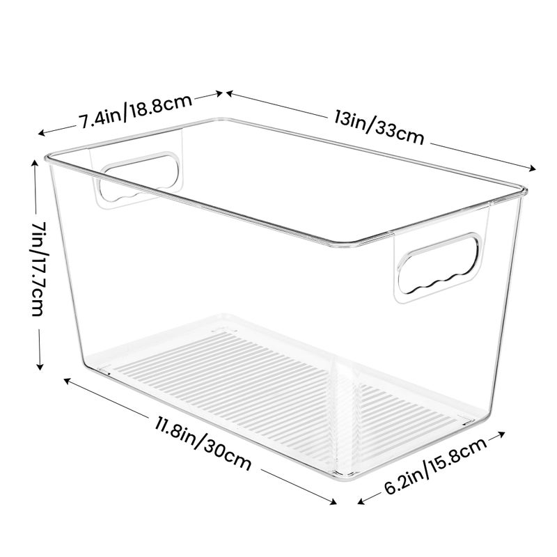 YIHONG Clear Plastic Storage Bins, 8 Pack Pantry Organizer Bins with Handle for Kitchen, Freezer,Cabinet,Closet Organization and Storage(XL) - Image 2