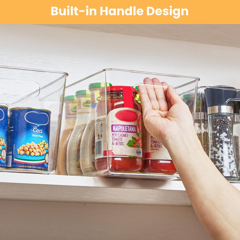 YIHONG Clear Plastic Storage Bins, 8 Pack Pantry Organizer Bins with Handle for Kitchen, Freezer,Cabinet,Closet Organization and Storage(XL) - Image 5